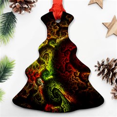 Green And Red Lights Wallpaper Fractal Digital Art Artwork Christmas Tree Ornament (two Sides) by uniart180623