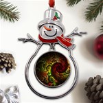 Green And Red Lights Wallpaper Fractal Digital Art Artwork Metal Snowman Ornament Front