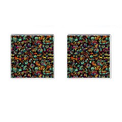 Cartoon Monster Pattern Abstract Background Cufflinks (square) by uniart180623