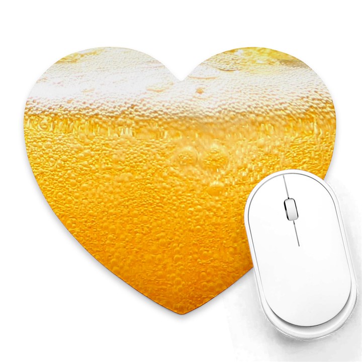 Texture Pattern Macro Glass Of Beer Foam White Yellow Heart Mousepad