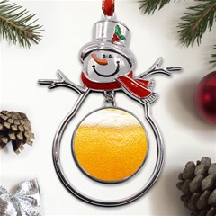 Texture Pattern Macro Glass Of Beer Foam White Yellow Metal Snowman Ornament by uniart180623