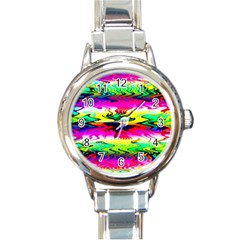 Waves Of Color Round Italian Charm Watch by uniart180623