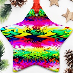 Waves Of Color Star Ornament (two Sides) by uniart180623