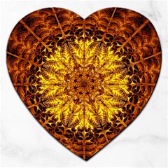 Abstract Gold Mandala Yellow Jigsaw Puzzle (heart) by uniart180623