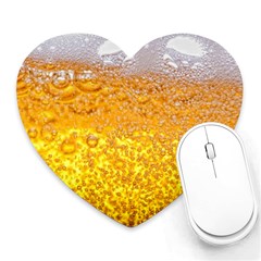 Texture Pattern Macro Glass Of Beer Foam White Yellow Bubble Heart Mousepad by uniart180623