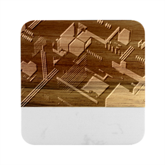 Minimalist Abstract Shaping Abstract Digital Art Marble Wood Coaster (square) by uniart180623