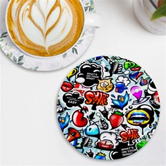 Graffiti Art Cartoon Comic Uv Print Round Tile Coaster by uniart180623