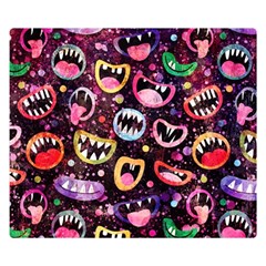 Funny Monster Mouths Two Sides Premium Plush Fleece Blanket (small) by uniart180623