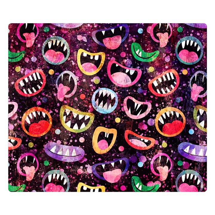 Funny Monster Mouths Two Sides Premium Plush Fleece Blanket (Small)