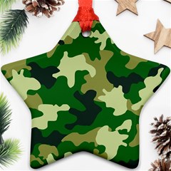 Green Military Background Camouflage Star Ornament (two Sides) by uniart180623