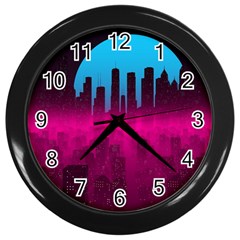 Futuristic Cityscape Wall Clock (black) by uniart180623