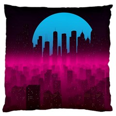 Futuristic Cityscape Large Premium Plush Fleece Cushion Case (two Sides) by uniart180623