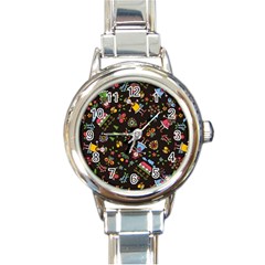 Cartoon Texture Round Italian Charm Watch by uniart180623