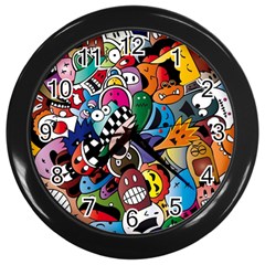 Cartoon Explosion Cartoon Characters Funny Wall Clock (black) by uniart180623