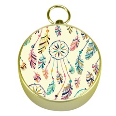 Dreamcatcher Abstract Pattern Gold Compasses by uniart180623