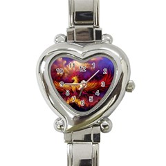 Phoenix Bird Heart Italian Charm Watch by uniart180623