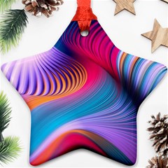 Colorful 3d Waves Creative Wave Waves Wavy Background Texture Star Ornament (two Sides) by uniart180623