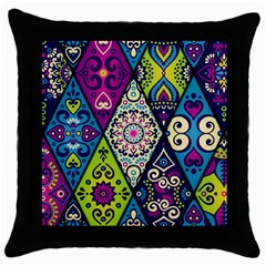 Ethnic Pattern Abstract Throw Pillow Case (black) by uniart180623