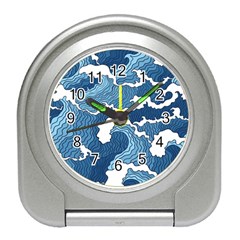 Waves Aesthetics Illustration Japanese Travel Alarm Clock by uniart180623