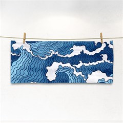 Waves Aesthetics Illustration Japanese Hand Towel by uniart180623