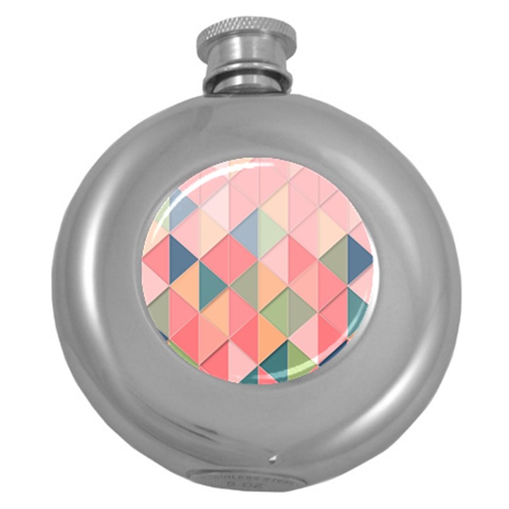 Background Geometric Triangle Round Hip Flask (5 oz)