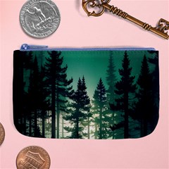 Magic Pine Forest Night Landscape Large Coin Purse by Simbadda