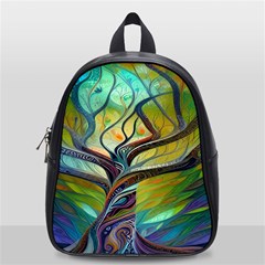 Tree Magical Colorful Abstract Metaphysical School Bag (small) by Simbadda