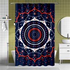 Mandala Orange Navy Shower Curtain 48  X 72  (small)  by Simbadda