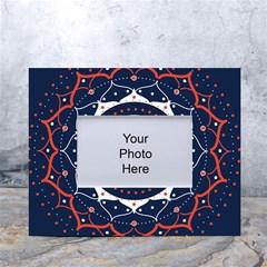 Mandala Orange Navy White Tabletop Photo Frame 4 x6  by Simbadda