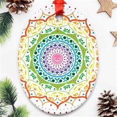 Mandala Pattern Rainbow Pride Ornament (oval) by Simbadda