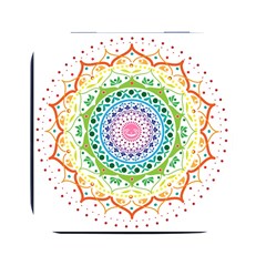 Mandala Pattern Rainbow Pride Square Metal Box (black) by Simbadda