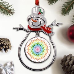 Mandala Pattern Rainbow Pride Metal Snowman Ornament by Simbadda