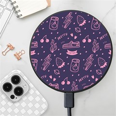 Various Cute Girly Stuff Seamless Pattern Wireless Fast Charger(black) by Simbadda