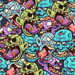 Zombie Heads Pattern Play Mat (square) by Simbadda