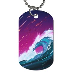 Tsunami Waves Ocean Sea Nautical Nature Water Unique Dog Tag (two Sides) by Simbadda