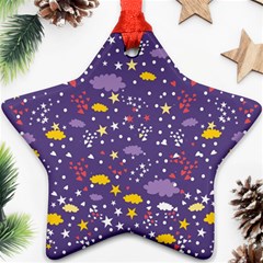 Pattern Cute Clouds Stars Star Ornament (two Sides) by Simbadda