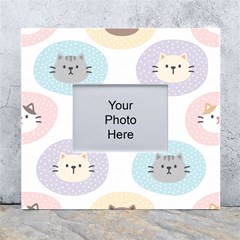 Cute Cat Seamless Pattern Background White Wall Photo Frame 5  X 7  by Simbadda