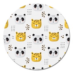 Seamless Pattern Cute Animals Magnet 5  (round) by Simbadda