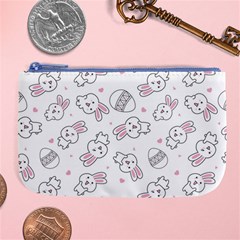 Cute Pattern With Easter Bunny Egg Large Coin Purse by Simbadda