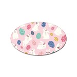 Cute Bunnies Easter Eggs Seamless Pattern Sticker (Oval) Front