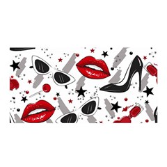 Red Lips Black Heels Pattern Satin Wrap 35  X 70  by Simbadda