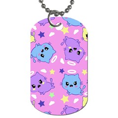 Seamless Pattern With Cute Kawaii Kittens Dog Tag (one Side) by Simbadda