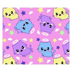 Seamless Pattern With Cute Kawaii Kittens Two Sides Premium Plush Fleece Blanket (small) by Simbadda