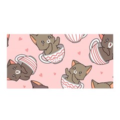 Seamless Pattern Adorable Cat Inside Cup Satin Wrap 35  X 70  by Simbadda