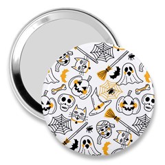 Funny Hand Drawn Halloween Pattern 3  Handbag Mirrors by Simbadda