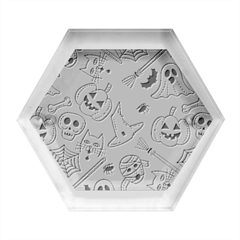 Funny Hand Drawn Halloween Pattern Hexagon Wood Jewelry Box by Simbadda