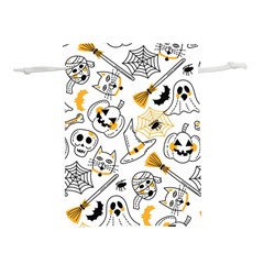 Funny Hand Drawn Halloween Pattern Lightweight Drawstring Pouch (s) by Simbadda