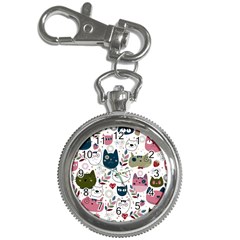 Pattern With Cute Cat Heads Key Chain Watches by Simbadda