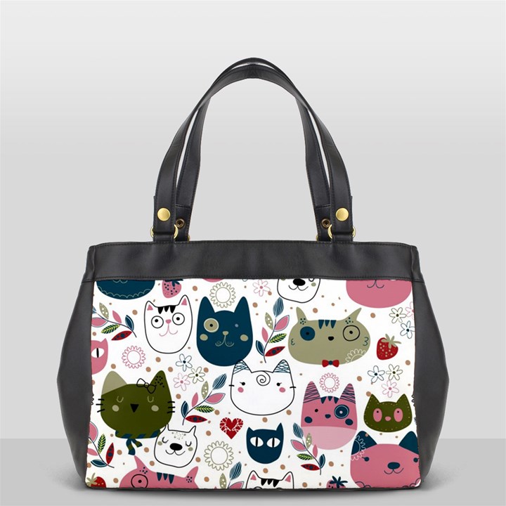 Pattern With Cute Cat Heads Oversize Office Handbag