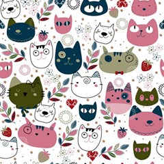 Pattern With Cute Cat Heads Play Mat (rectangle) by Simbadda